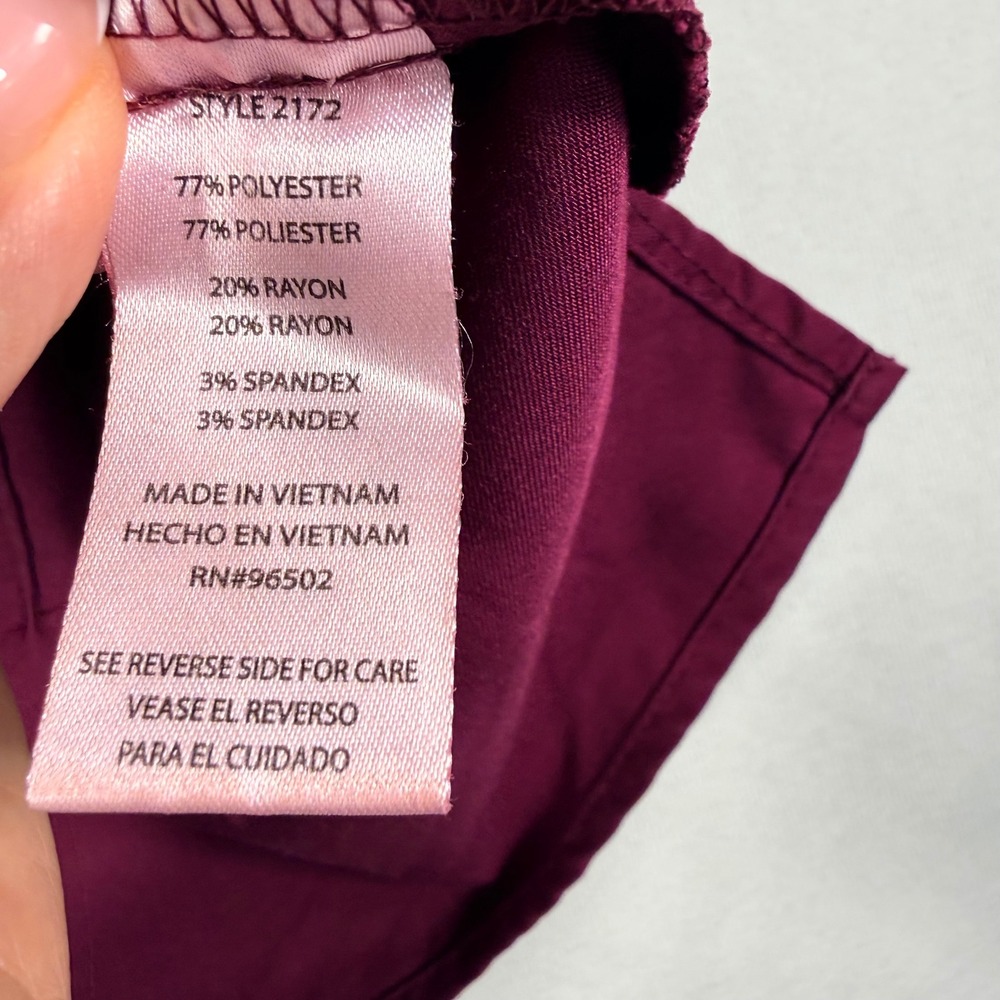 Healing Hands Purple Label Scrub Set XS Burgundy V-Neck Top Drawstring Pants - Picture 10 of 16